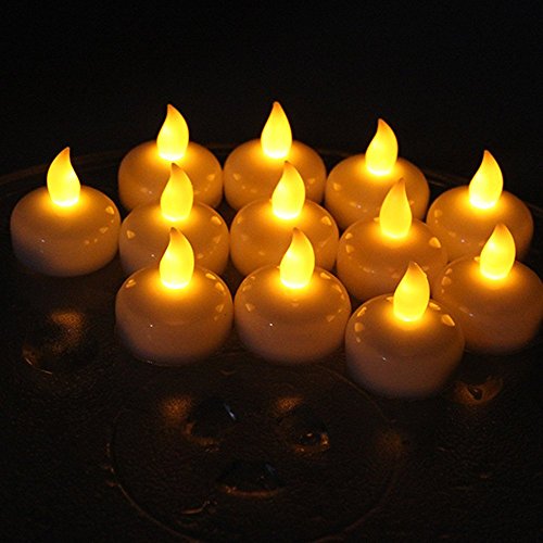 Waterproof Floating Tealights, AGPtEK Lot 12 Yellow LED Flameless