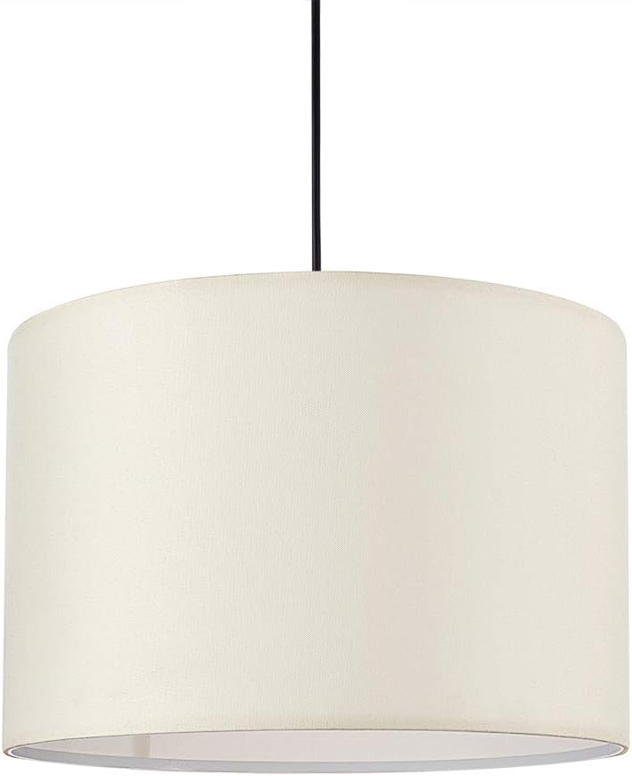 Wellmet 15.8 Inch Drum Pendant Light, 2 Lights Modern Pendant Chandelier, Hanging Ceiling Light Fixture Perfect for Dining Room and Kitchen, Berkshire White - - 