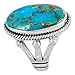 Turquoise Ring in Sterling Silver 925 & Genuine Turquoise Size 6 to 11 (Classic, 8)