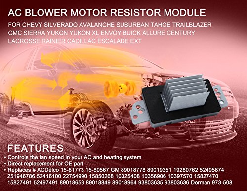 GOHAWKTEQ HVAC Blower Motor Resistor G007R for Chevy Silverado Tahoe Suburban GMC Sierra Yukon (Replaces# ACDelco 15-81773)