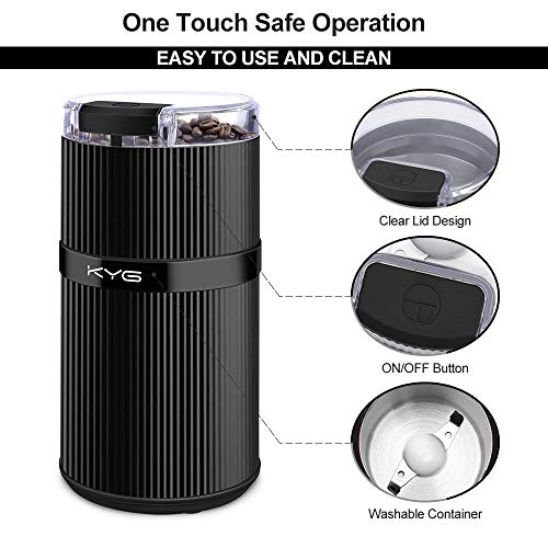 KYG Kaffeemühle Mini Kaffeebohnen Elektrisch Füllmenge 30g Kaffeemühle mit Edelstahl Schlagmesser für,Nüsse,Gewürze… – Bild 4