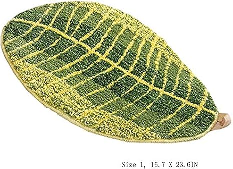 ShuGuan - Alfombra de baño de hojas verdes con absorción de agua para