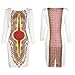 Franterd Women Dress Traditional African Dashiki Bodycon Deep O-Neck Party Dresses (S) White