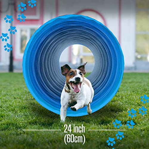 Houseables Dog Agility Training Tunnel, 18 Ft Long, 24" Open, Blue, 1