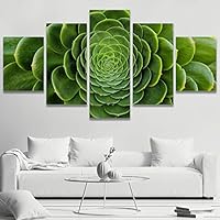5 Panel Canvas Wall Art Floral Shaped Succulent Plant Pictures Modern Artwork for Home Decorations Ready to Hang - 60