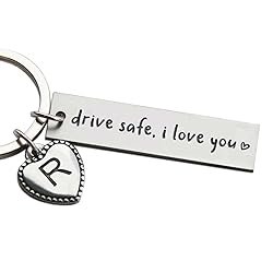 Personalized Initial Key Chain Gift, Drive Safe I