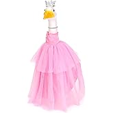 GANSHAYA Princess Goose Outfit 23 inch Porch Goose Cement Statue Princess Crown Necklace Outdoor Garden Yard Lawn Decor