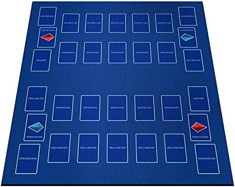 RetroArtDecor Yu-Gi-Oh TCG Two-Player Battle Mat, 25" W x 26" L, Blue