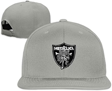 CEDAEI Metallica Raiders-Skull Patch Flat Bill Snapback Adjustable Athlete Cap Hat Ash