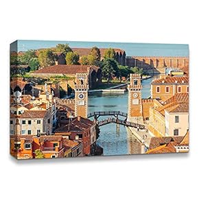 Canvas Wall Art Beautiful Landscape Grand Canal, Venice, Italy Painting Artwork for Home Prints Framed - 12x18 inches