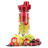 Acquablend Premium Sports 25oz Flip Top Fruit Infused Water Bottle. Ideal for Sports and Outdoors with Introductory Recipe E-Book Included