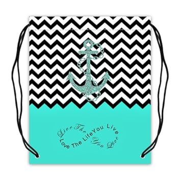 W Love The Life You Live Infinity Live The Life You Love 16 5 Twin Sided Print Colorblock Chevron Zigzag Infinity Anchor Basketball Drawstring Bags Backpack H Sports Equipment Bag X 19 3 Sports