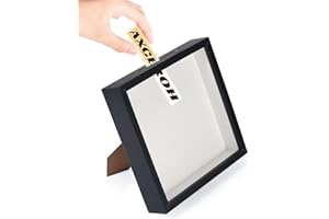 AXCEROH Upgraded 8"x8" Shadow Box Display Frame with Top Slot,MDF and Acrylic Panel, Case for DIY 3D Travel Memorabilia Crafts Tickets Pictures Dry Flowers Awards Medals Shells Piggy Bank, Black