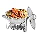 ZenChef Deluxe 5 Qt Stainless Steel Round Chafer, Full Size Chafer, Chafing Dish w/Water Pan, Food Pan, Lid, Frame and Alcohol Furnace (Pack of 4)