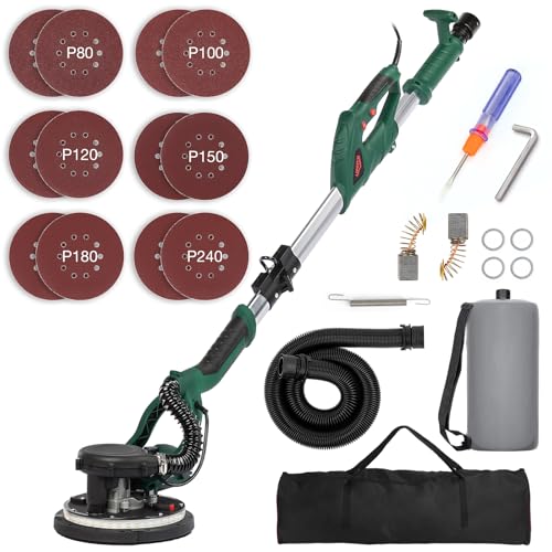 KUIMIT Giraffe Sander 850W, Wall and Ceiling Sander, LED Light Telescopic Handle, 6 Speeds (800-1750rpm), Electric Sander Sander, with Automatic Dusting, 12 Abrasive Discs