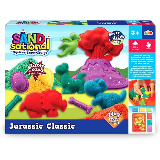 SANDSATIONAL Jurassic Classic Glitter Play Sand for Children 3 Years+ - Magic Sensory Blue Colour Sand for Kids Gift