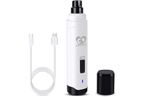 Casfuy Dog Nail Grinder Upgraded - Professional 2-Speed Electric Rechargeable Pet Nail Trimmer Painless Paws Grooming & Smoothing for Small Medium Large Dogs & Cats (White)