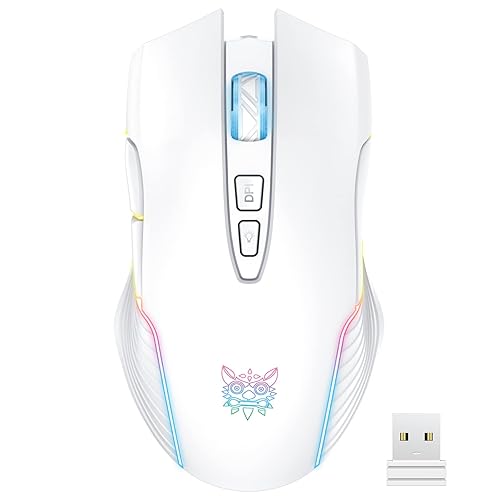 Rechargeable Wireless Gaming Mouse, Ergonomic RGB Computer Mouse with 2 ...