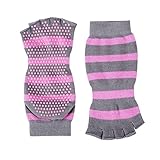 Women Yoga Socks Toeless Pilates Gym Grip Non Skid Non Slip Socks, Half-toe Sock