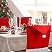D-FantiX Christmas Chair Covers Set of 6, Santa Hat Chair Covers for Dining Room Holiday Christmas Decorations Red