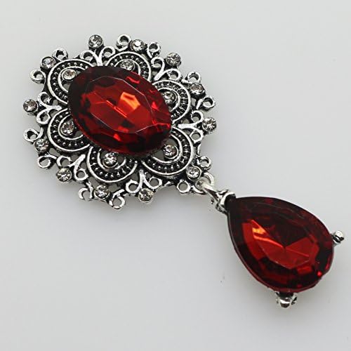 Fashion flower brooch 10pc retro base Crimsom rhinestone Alloy buttons flat back clothing metal Wedding celebration party decoraation botton craft supplies