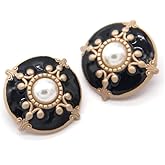 5 PCS Gold Metal Round Pearl Buttons for Clothing Women Coat Garment Buttons for Handmade Sewing Crafts (#5, 18mm)