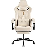 Gaming Chair with Footrest Ergonomic Computer Chair Massage Lumbar Cushion, Racing Video Game Chair Adjustable Rocker Recliner Executive Office Desk Chair Pu Leather for Adults