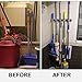 Piyl Broom Mop Holder Wall Mount Broom Hanger Wall Mounted Metal Organization Garage Storage Garden Kitchen Tool Organizer With 4 Racks and 5 Hooks (Silver, 1 Pack 3R4H)…