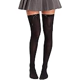 Aranmei Women's Thigh High Stockings with Ribbon Bow Cute Over Knee Opaque Thigh High Socks for Women