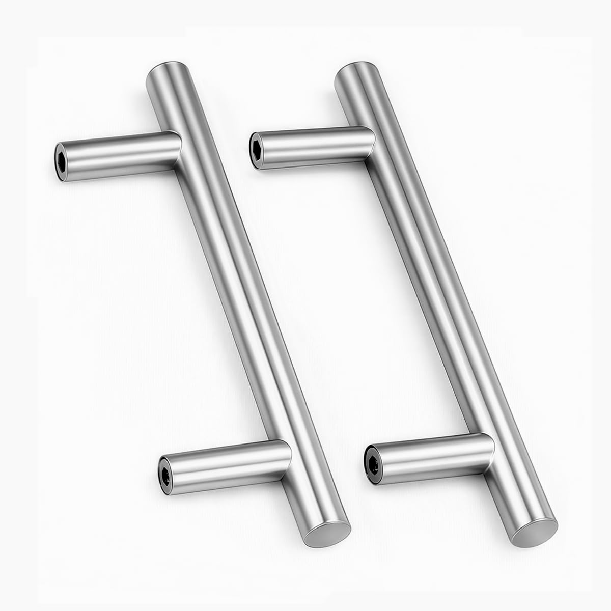 Drenky 2 Pack Kitchen Door Handles, Kitchen Cupboard Handles Stainless Steel Silver T Bar 128mm Hole Centre with Screws for Wardrobe Cabinet Drawer