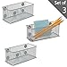 MyGift Silver Wire Mesh Metal Magnetic Hanging Storage Basket, Locker Organizer Bin with Magnet, Rectangular Office Supplies Holder, Pencil, Pen, Marker Holder, Set of 3