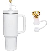 Diamond Straw Toppers for Stanley Cup, Silicone Straw Covers for Stanley Cup 30&40Oz, Dust-Proof Topper, Reusable Cover Tumbler Accessories 10mm (Yellow)