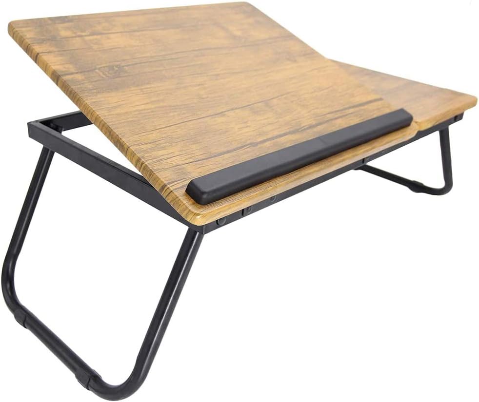Wood Foldable Laptop Desk, Premium Laptop Stand with Adjustable Tilt Angle, Bed Table Serving Tray for Breakfast, Working, Reading, Watch Movie