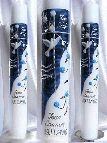 VT-25 Christening Communion Candle for Boys and Girls 400/40 mm Including Accessories for Self-Labelling