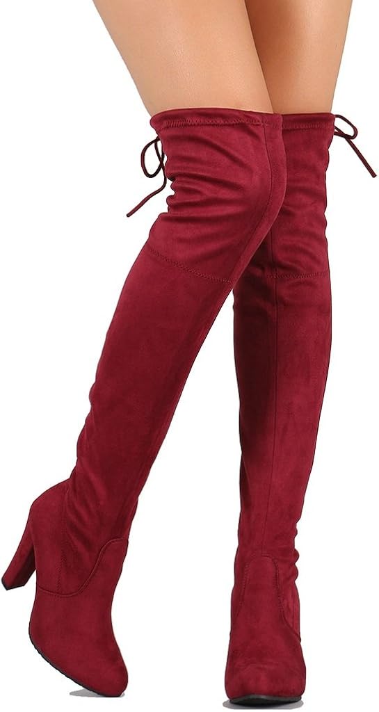 wine red knee high boots