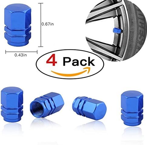 Valve Caps Prevent Corrosion, Car Dust Cover, Caron Kalen Universal Aluminum Alloy Wheel Tire Air Caps Valve Stem Cover For Car/Motorcycle,Air Leakproof And Protection Your Valve Stem (BLUE 4 Pcs/Set)