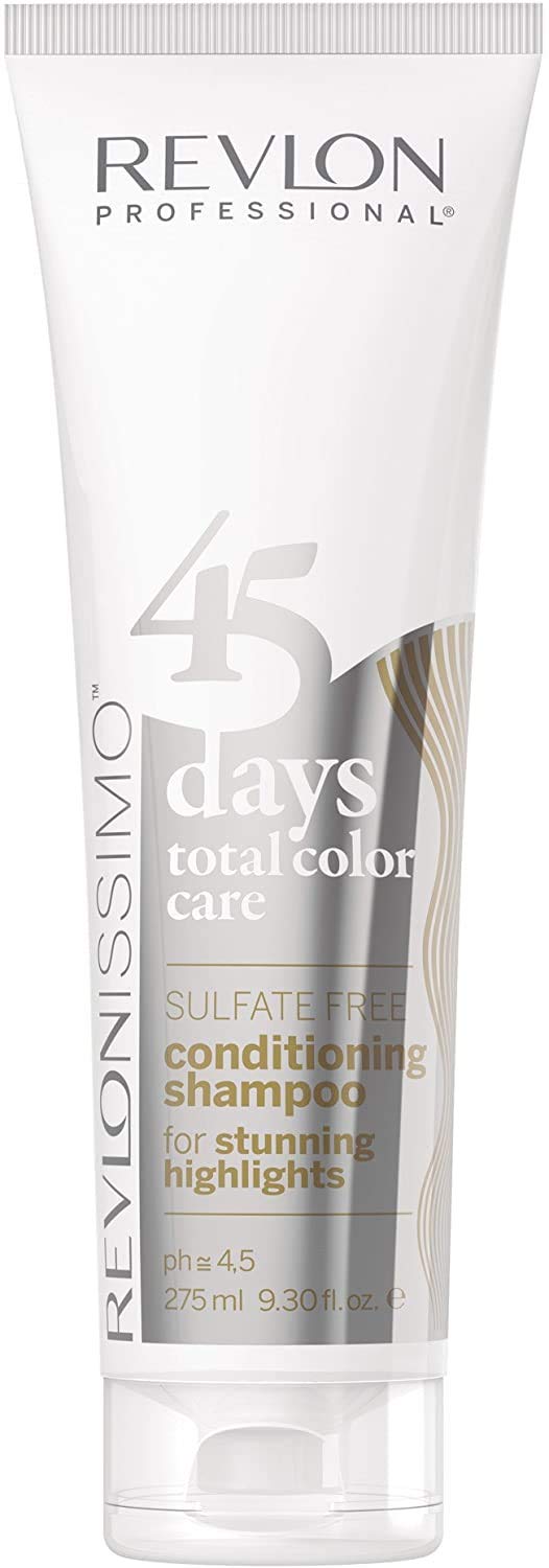 REVLON PROFESSIONAL 45 Days Total Colour Care - Conditioning Shampoo "STUNNING HIGHLIGHTS", 275 ml, Colour Protection Shampoo for Light Blonde, Highlighted & White Hair,Care Shampoo for Intense Colour