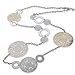 Long Way Vintage Long Statement Necklace Real Gold Silver Plated Round Flower Women Necklaces & Pendants Fashion Jewelry, 