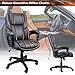 Komene Luxurious Executive Office Chair, High-Back Leather Computer Desk Chairs with Flexible Rocking System and Thickened Armrests with Padded, Dark Grey