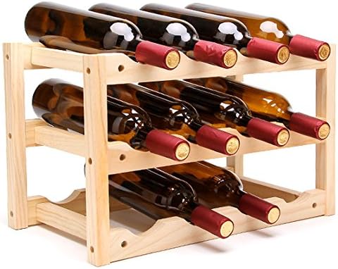 Anberotta 木製 ワインラック 積み重ね式 ホルダー ワイン シャンパン ボトル ウッド 収納 ケース スタンド インテリア ディスプレイ