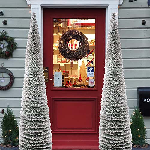 DOYOLLA Snow Flocked Christmas Tree 5ft, Small Pop up Collapsible Snow White Artificial