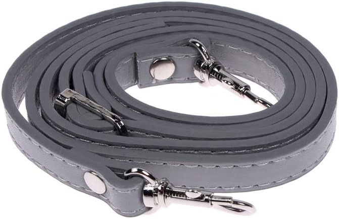RAYNAG Adjustable Leather Shoulder Straps Replacement, Crossbody Purse Handbag Strap Replacement with Silver Clasp, Grey