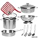 Barcaloo 11 Piece Play Pots and Pans Toy Set for Kids – Stainless Steel Pretend Cooking Pot & Pan Kitchen Toys