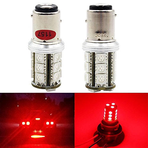 2-Pack 1157 BAY15D 1016 1034 7528 2057 Extremely Bright Red LED Light,12V-DC AMAZENAR Imported 5050 Chips 18 SMD 2357, 2357A Base Car Replacement For Tail Reverse BackUp Bulb Brake Light Parking Lamps
