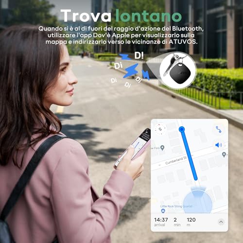 ATUVOS Air Tag Smart Tracker 4 Pieces Black, Bluetooth Find Items Compatible with Apple Where Is (iOS Only, Android Not Supported), Key Locator for Bags, Luggage, Backpacks, Replaceable Battery