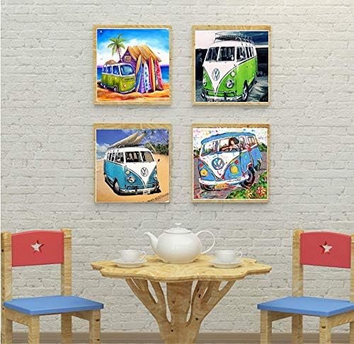 5D Diamond Painting Full Drill Diamond dotz Bus Small Diamond Embroidery DIY Diamond Art Kits for Adults Kids 4 pcs Set