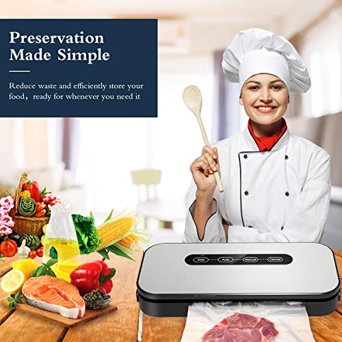 ULTTY Vacuum Sealer Machine with Starter Kits Automatic Food Sealer for Sous Vide Dry Moist Available SKJ-CR009B Stainless Steel