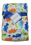 Cutie Pie Dinosaur Print Velboa Plush Blanket (Blue)