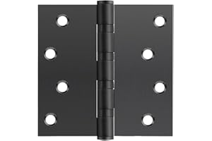 VOLUKA 3 Pack Stainless Steel 4'' Door Hinges for Exterior & Interior Doors,4in x 4in Heavy-Duty Ball Bearing Door Hinges with Square Corners, Black
