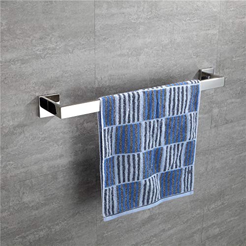 Turs SUS 304 Stainless Steel Bathroom Towel Bar Square Towel Holder Rack Storage Organizer Hanger 24-Inch, Polished Finish